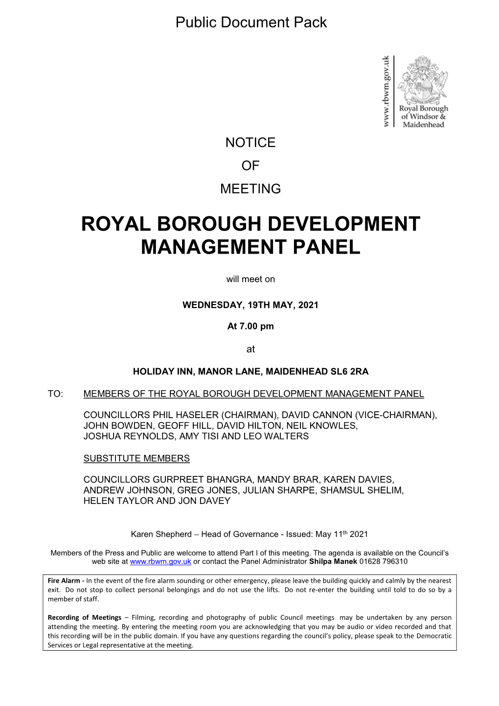 (Public Pack)Agenda Document for Royal Borough Development