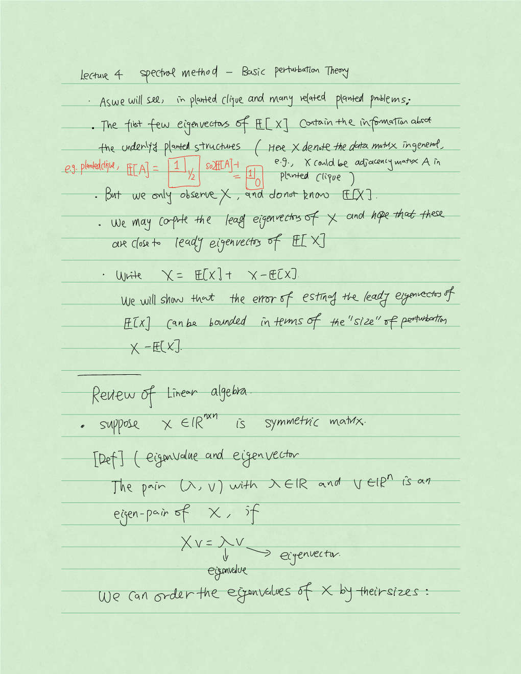 Lecture 4 Spectral Method Basic Perturbation Theory