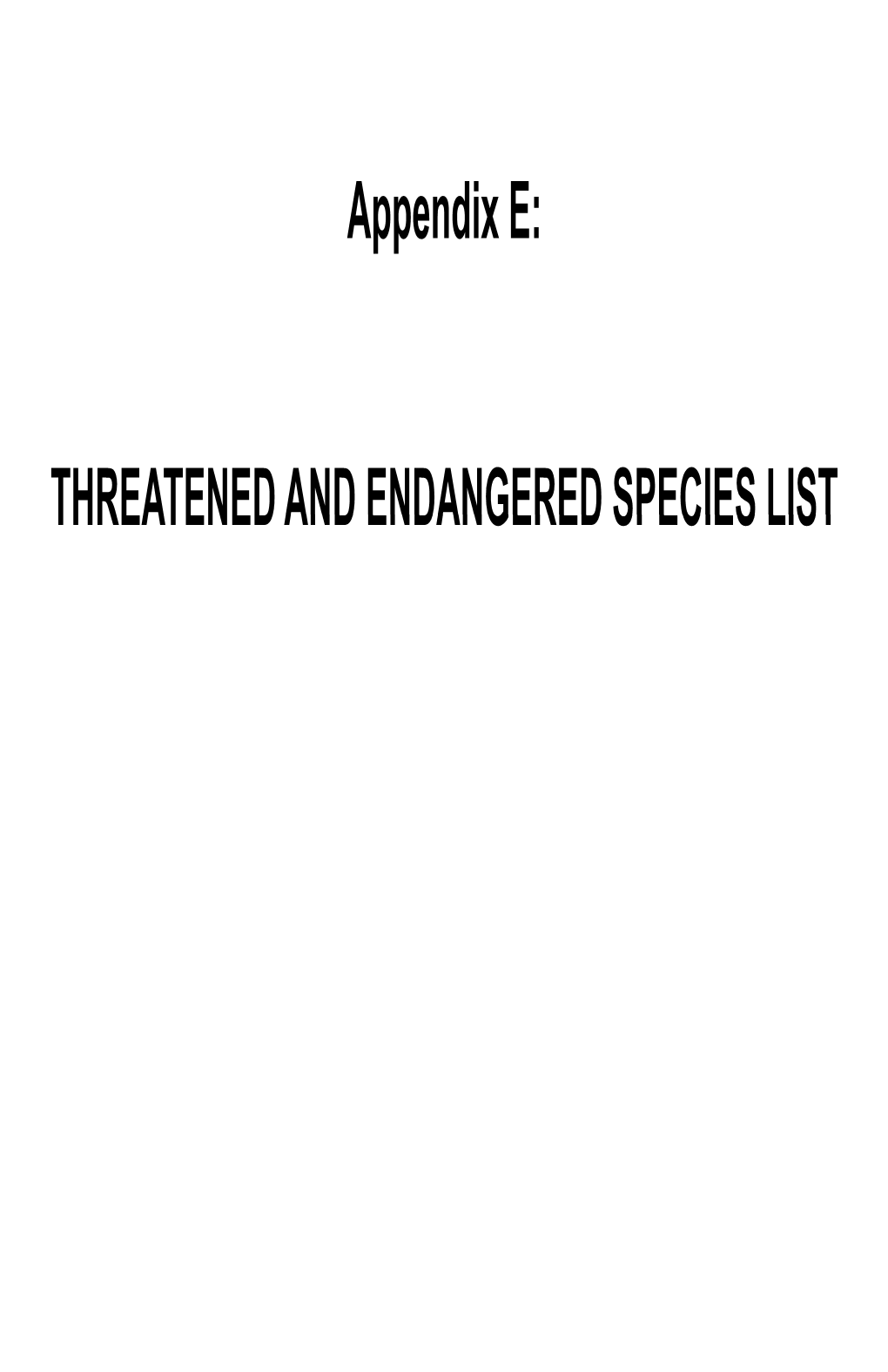 Threatened and Endangered Species List