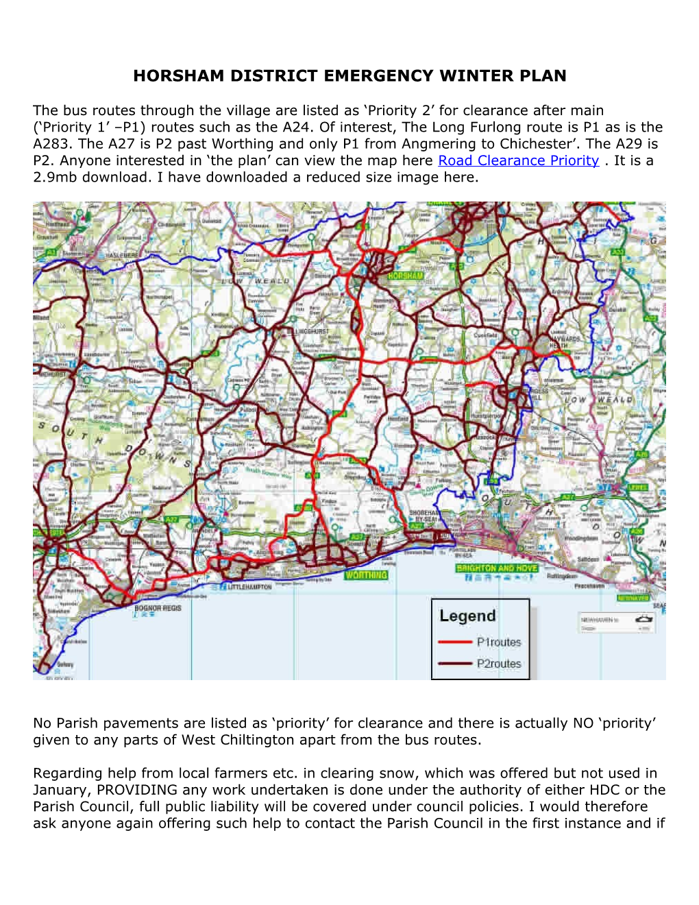 Horsham District Emergency Winter Plan