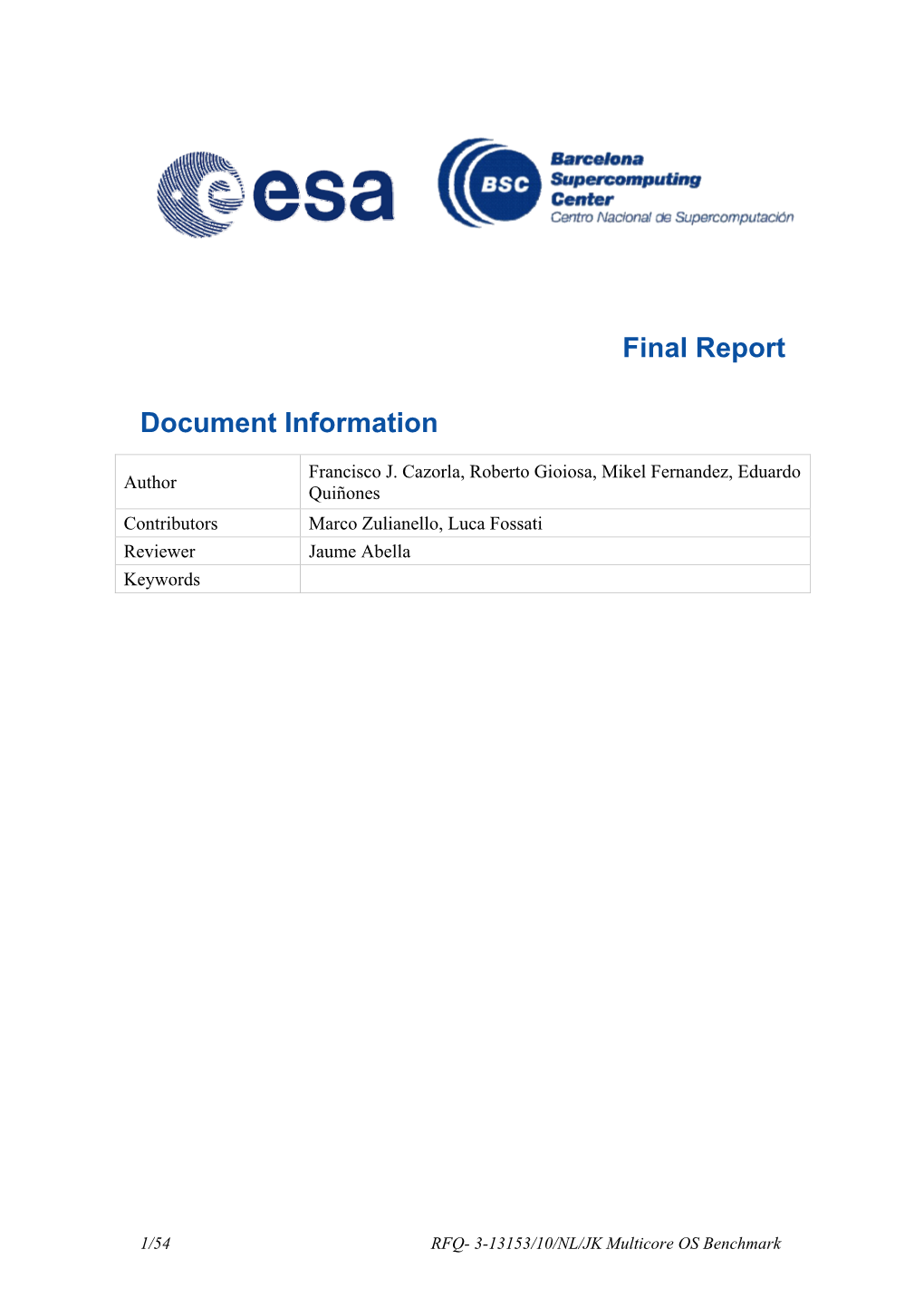 Final Report Document Information