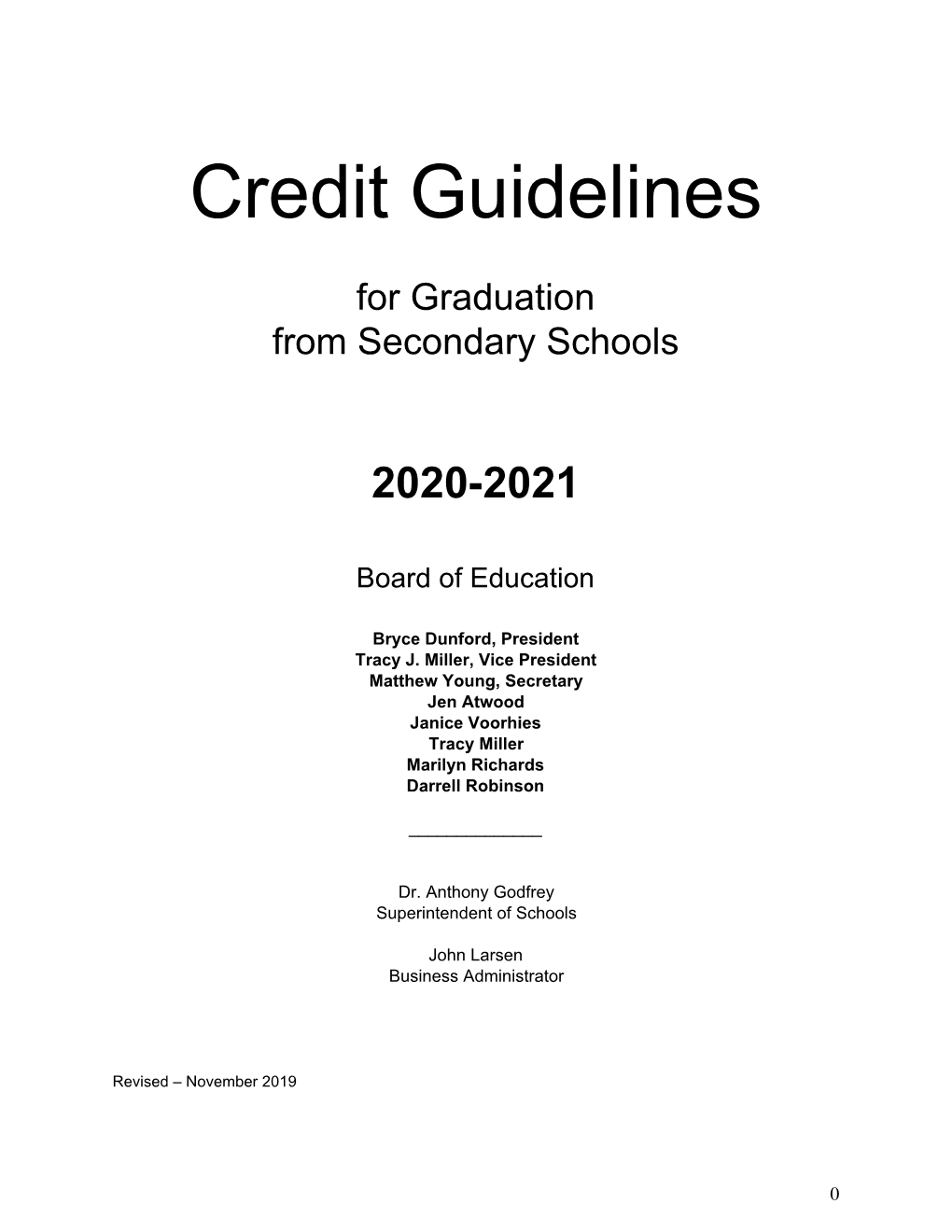 Credit Guidelines
