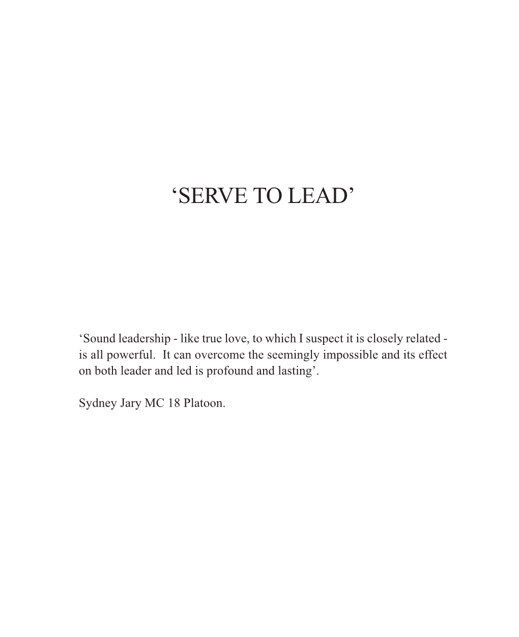 Serve to Lead’