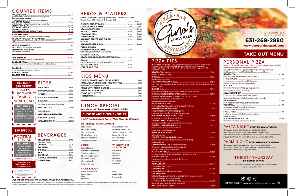 Takeout Menu