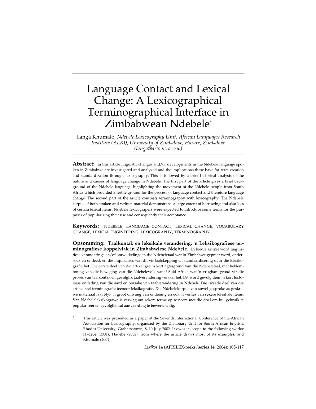 Language Contact and Lexical Change: A