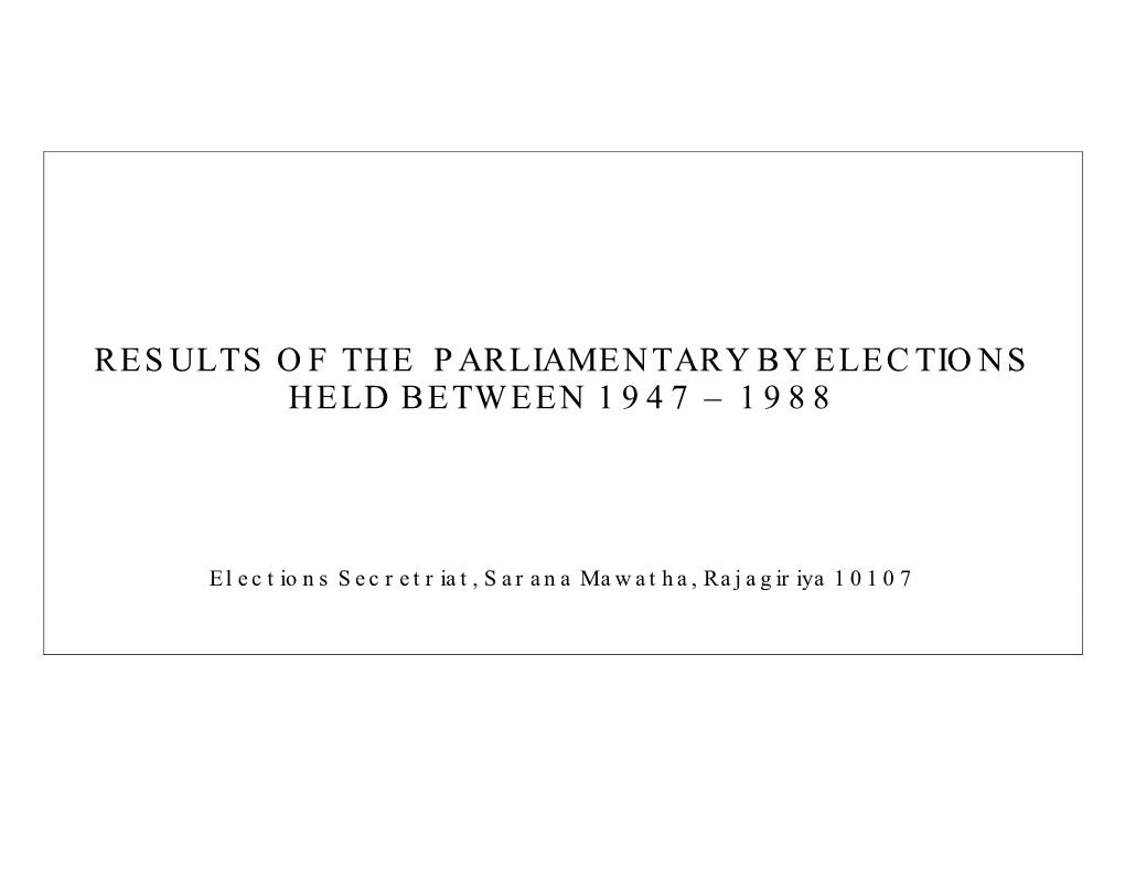 Elections 1947 to 1988