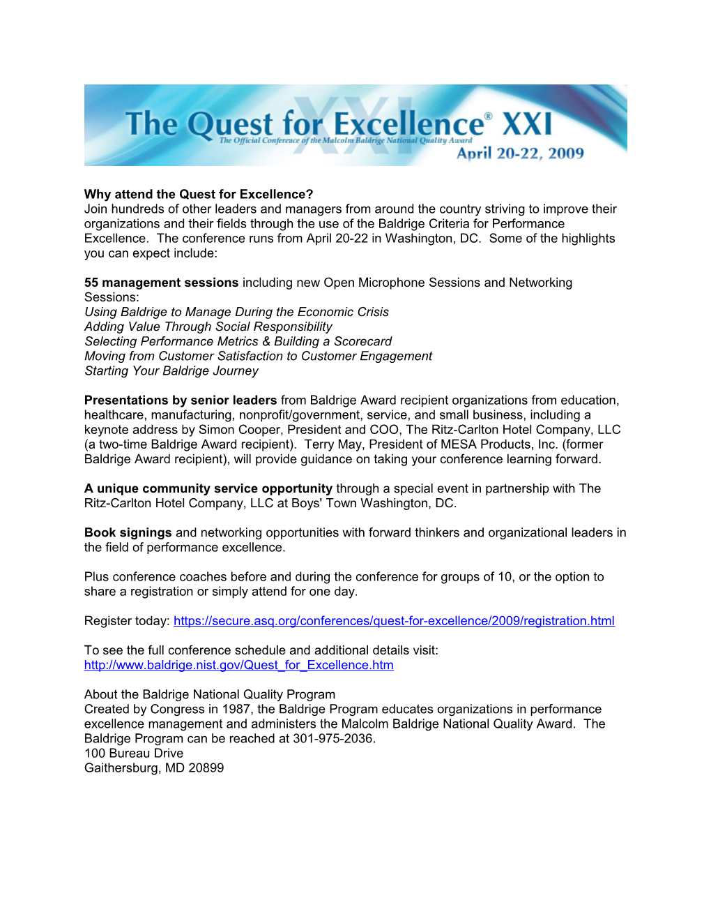 Why Attend the Quest for Excellence? Join Hundreds of Other Leaders and Managers From