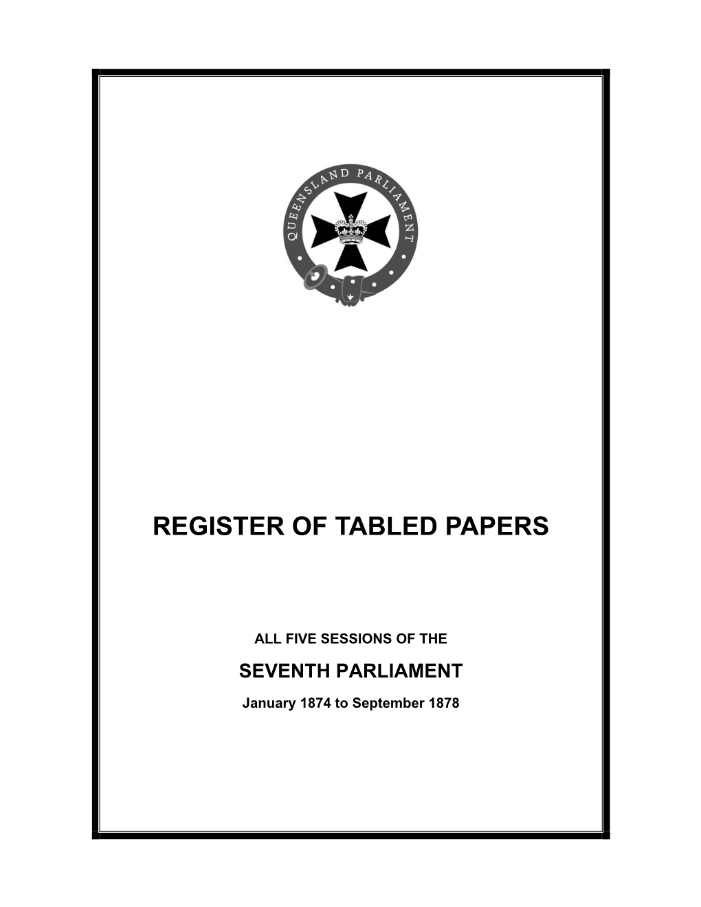 Register of Tabled Papers