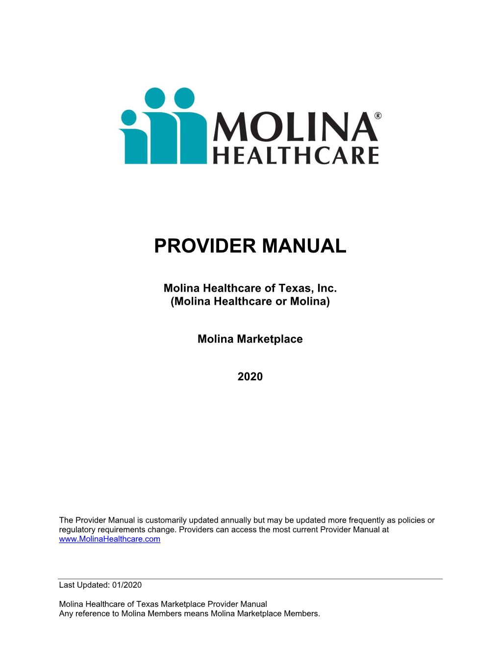 2020 Molina Marketplace Provider Manual