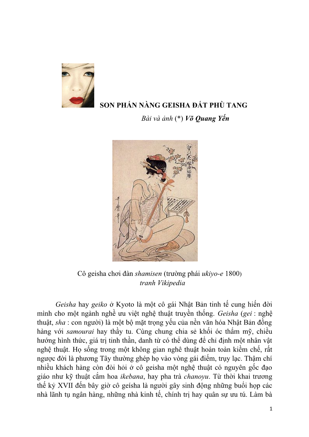 SON PHẤN NÀNG GEISHA ĐẤT PHÙ TANG Bài Và Ảnh (*) Võ Quang Yến