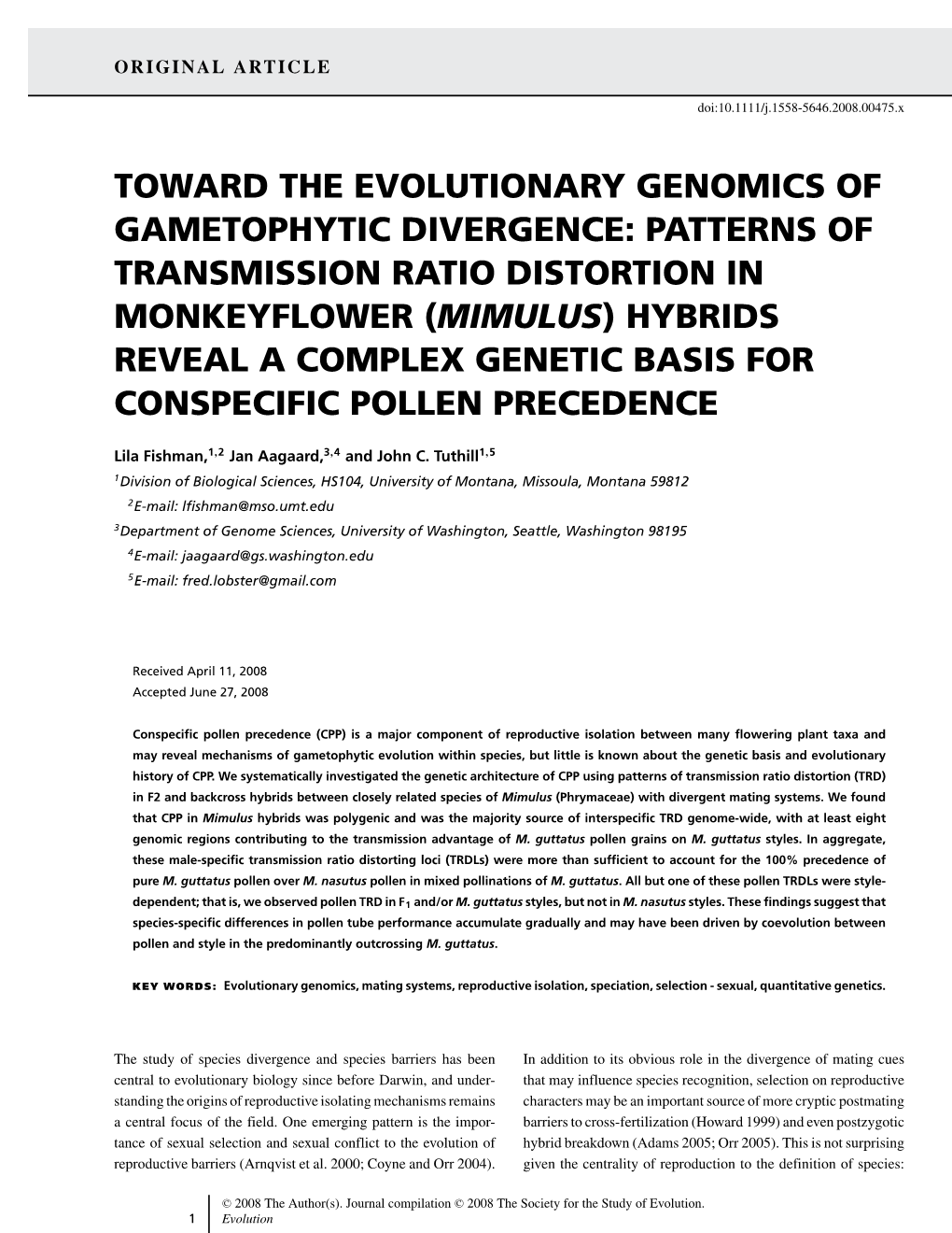 Toward the Evolutionary Genomics of Gametophytic