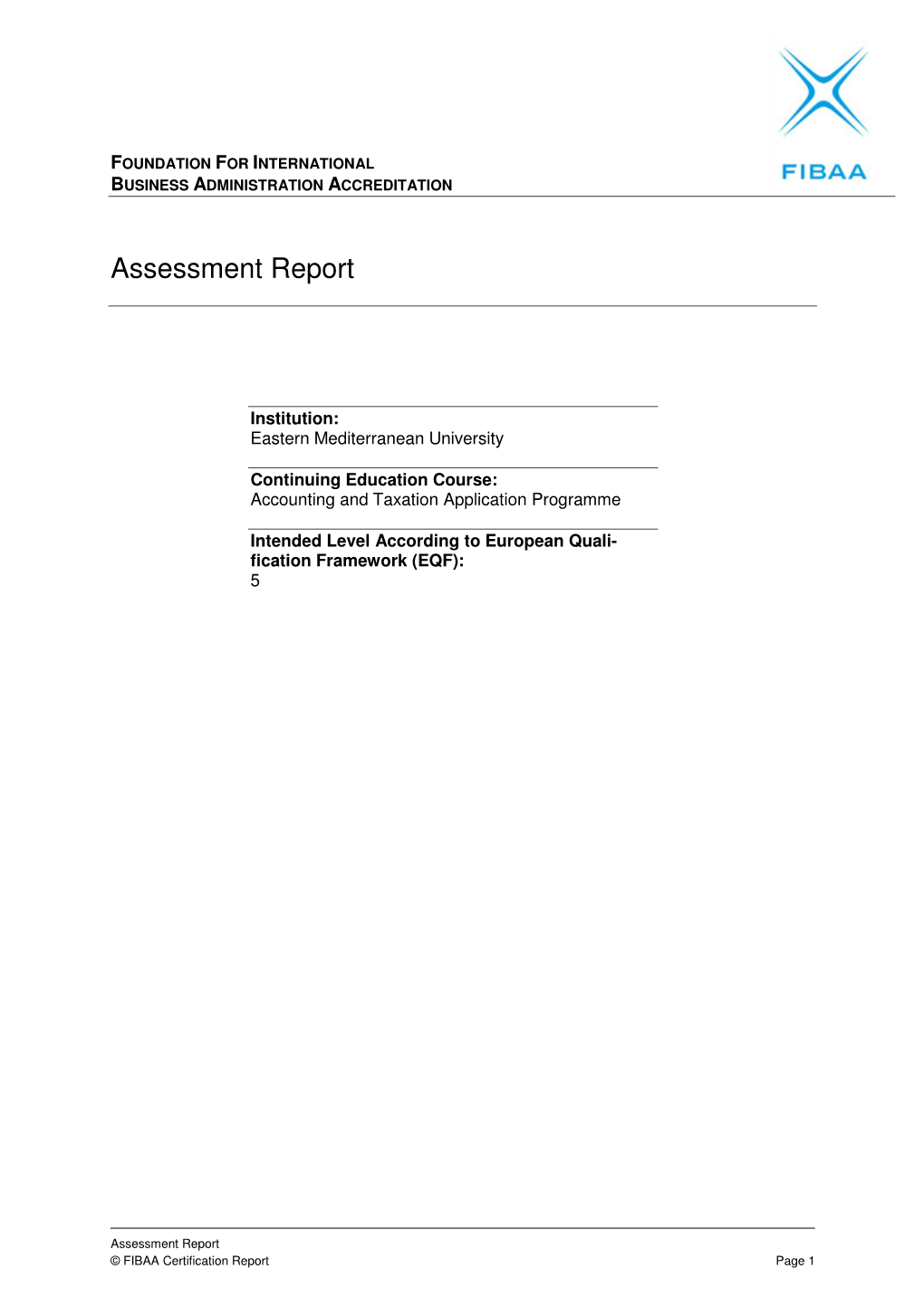 Assessment Report