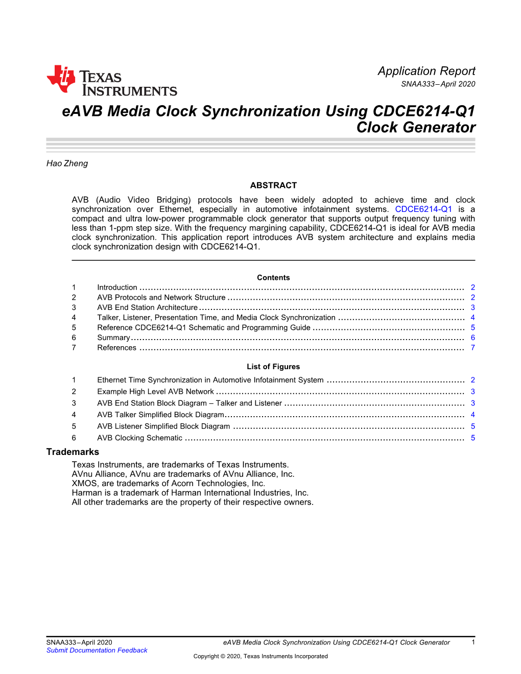 Eavb Media Clock Synchronization Using CDCE6214-Q1 Clock Generator