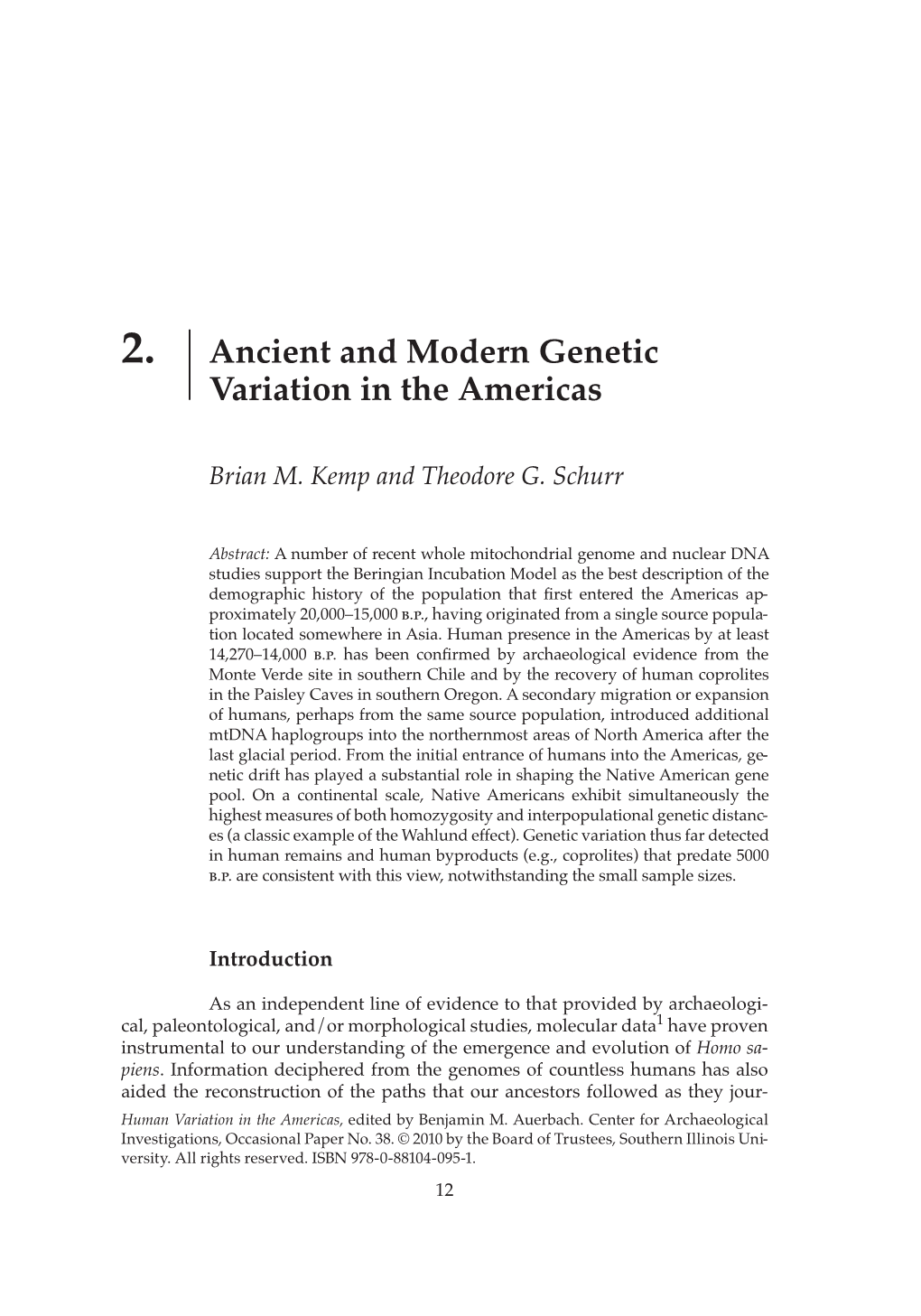 2. Ancient and Modern Genetic Variation in the Americas