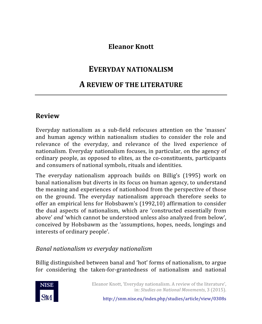Eleanor Knott EVERYDAY NATIONALISM a REVIEW of THE