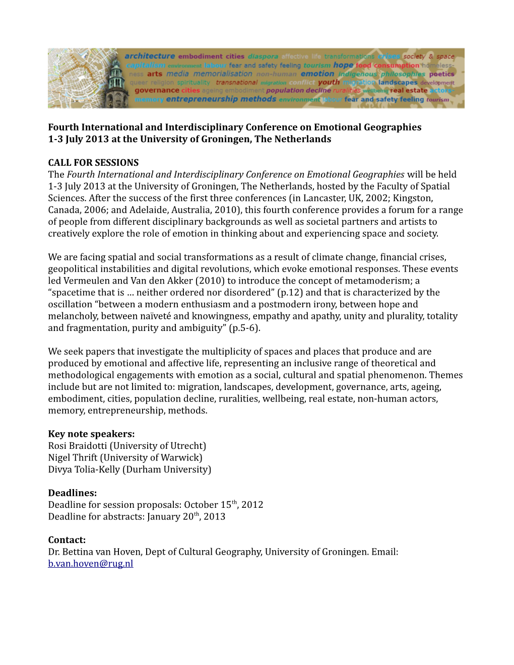 Fourth International and Interdisciplinary Conference on Emotional Geographies