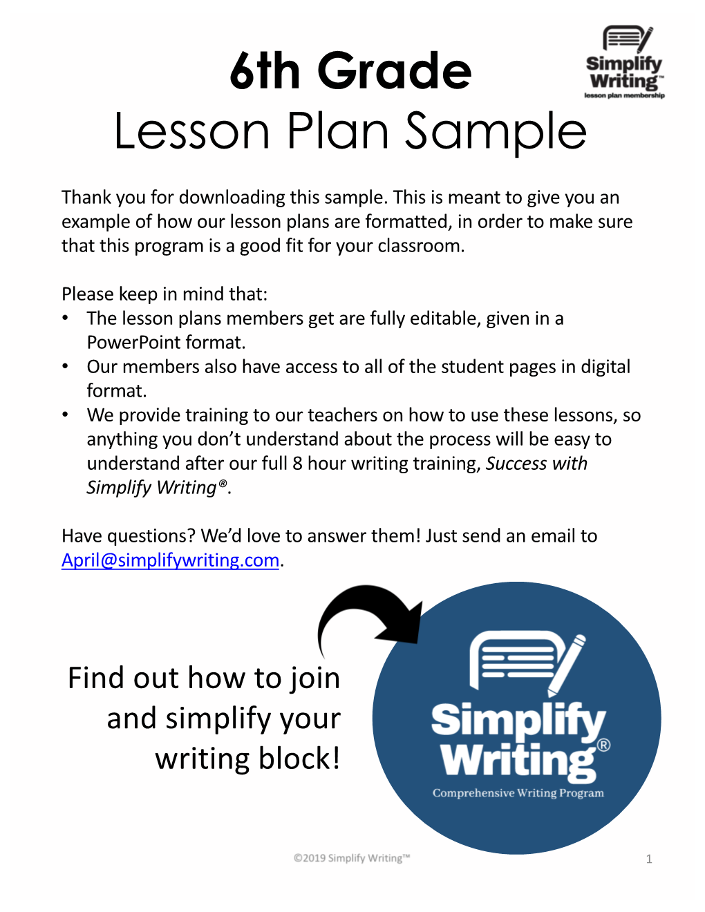 6Th Grade Lesson Plan Sample