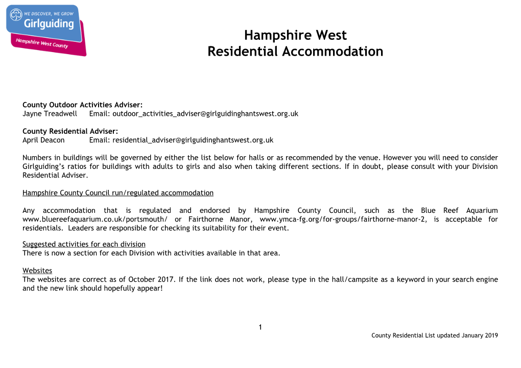 Hampshire West Residential Accommodation