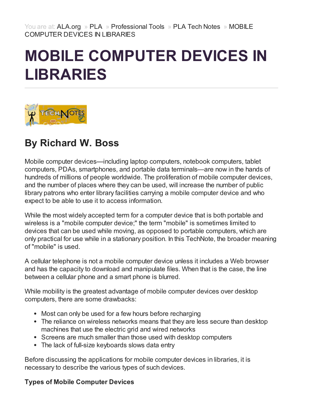 Mobile Computer Devices in Libraries Mobile Computer Devices in Libraries