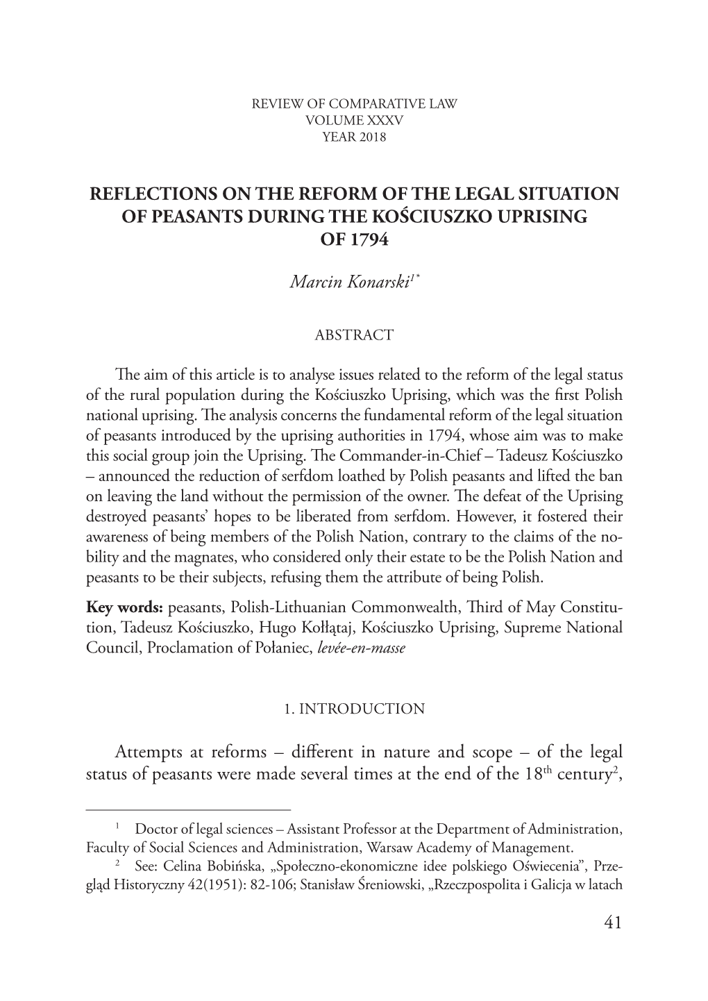 41 Reflections on the Reform of the Legal Situation Of