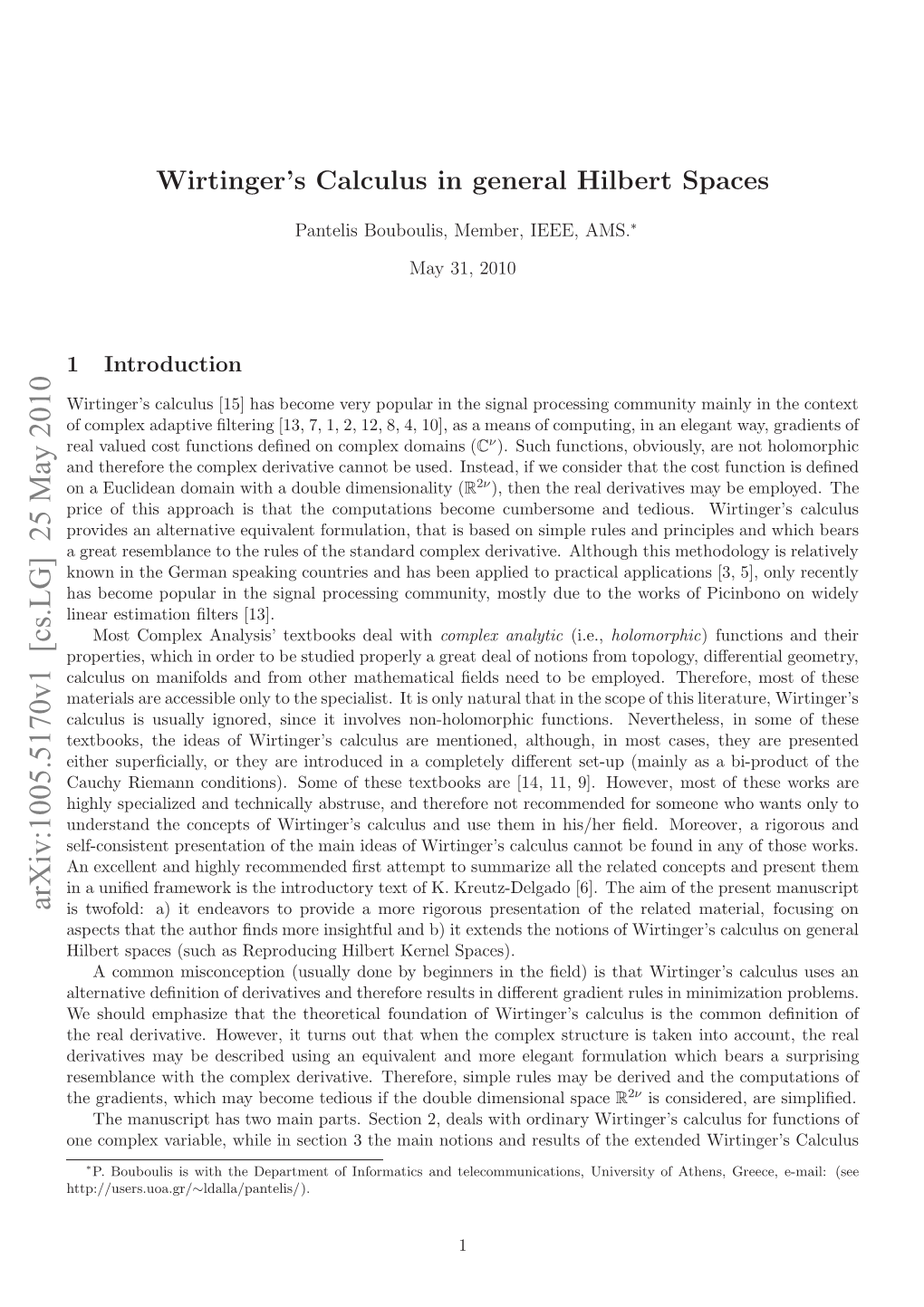 Wirtinger's Calculus in General Hilbert Spaces