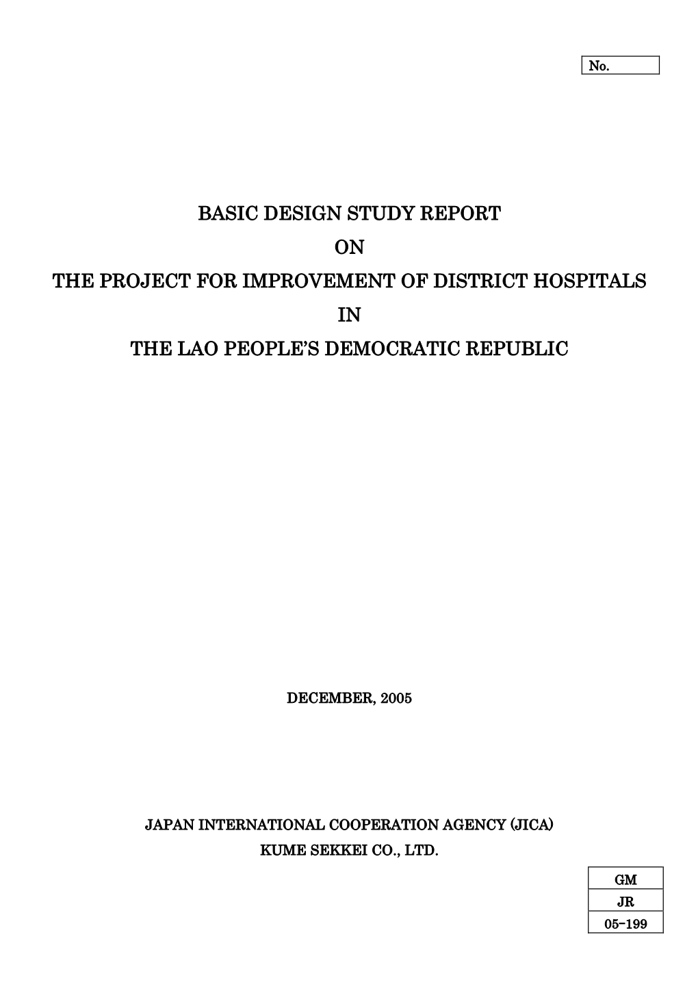 Basic Design Study Report on the Project for Improvement of District Hospitals in the Lao People's Democratic Republic