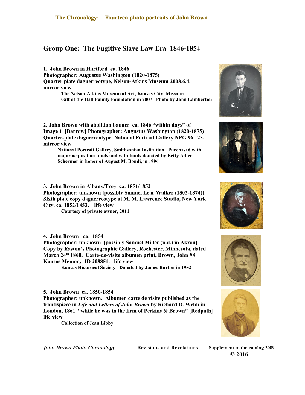 Chronology of John Brown Portraits