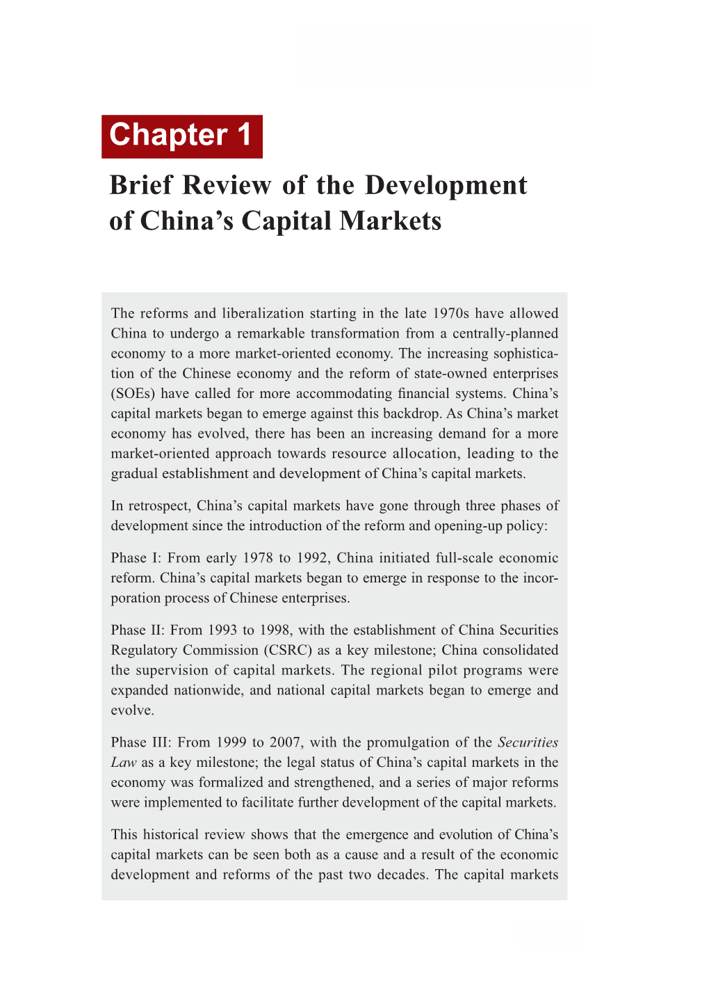 Chapter 1 Brief Review of the Development of China’S Capital Markets