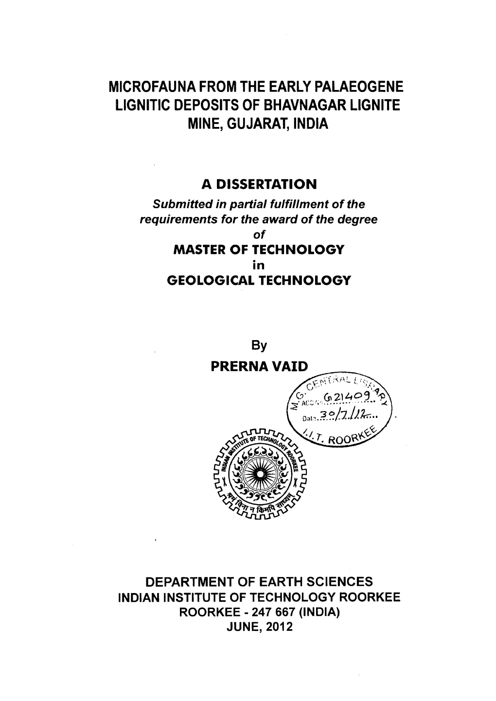 Microfauna from the Early Palaeogene Lignitic Deposits of Bhavnagar Lignite Mine, Gujarat, India