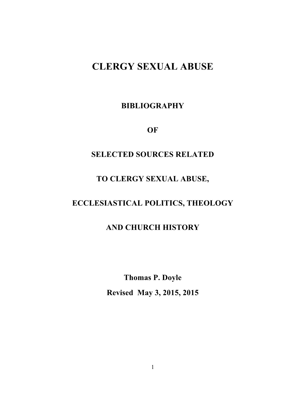 Fr. Tom Doyle Clergy Sexual Abuse Bibliography