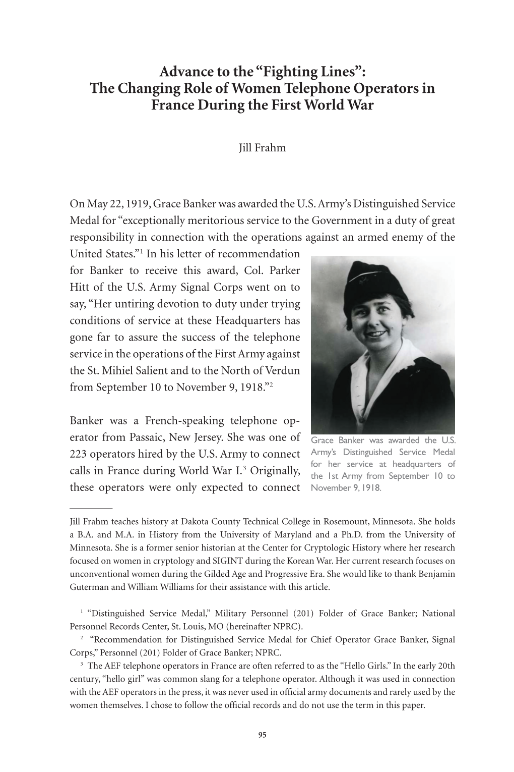 “Fighting Lines”: the Changing Role of Women Telephone Operators in France During the First World War