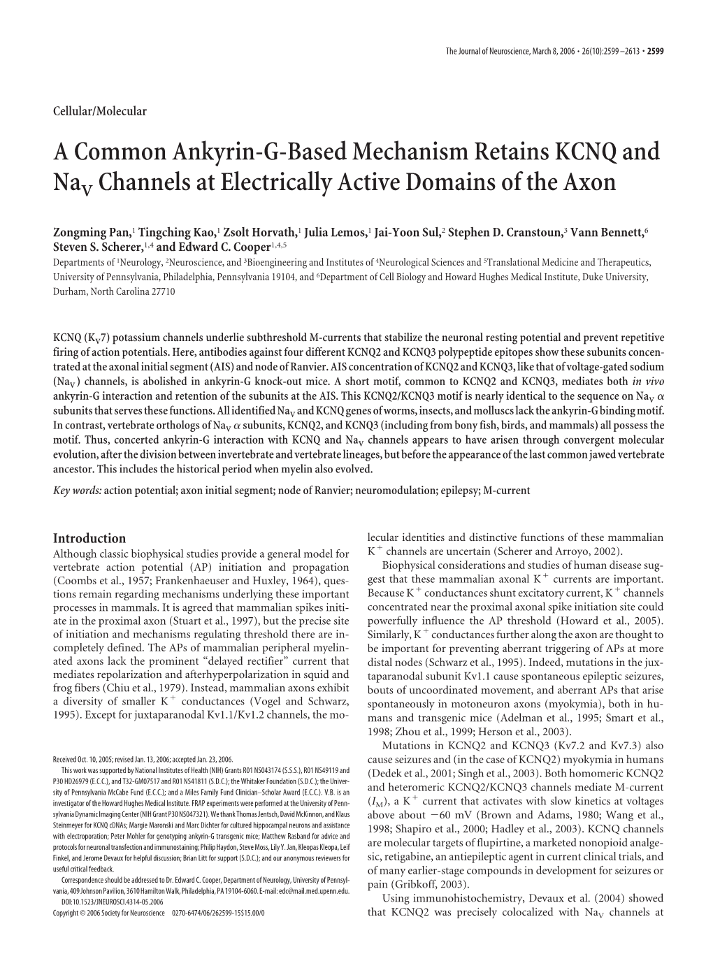 A Common Ankyrin-G-Based Mechanism Retains KCNQ And