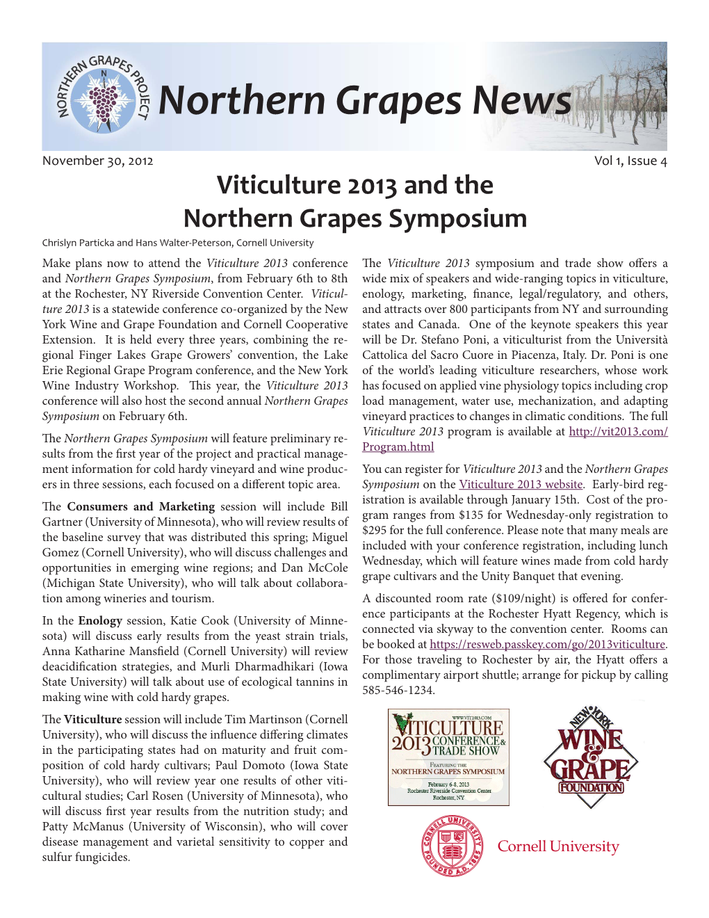 Northern Grapes News Vol 1, Issue 4 November 30, 2012