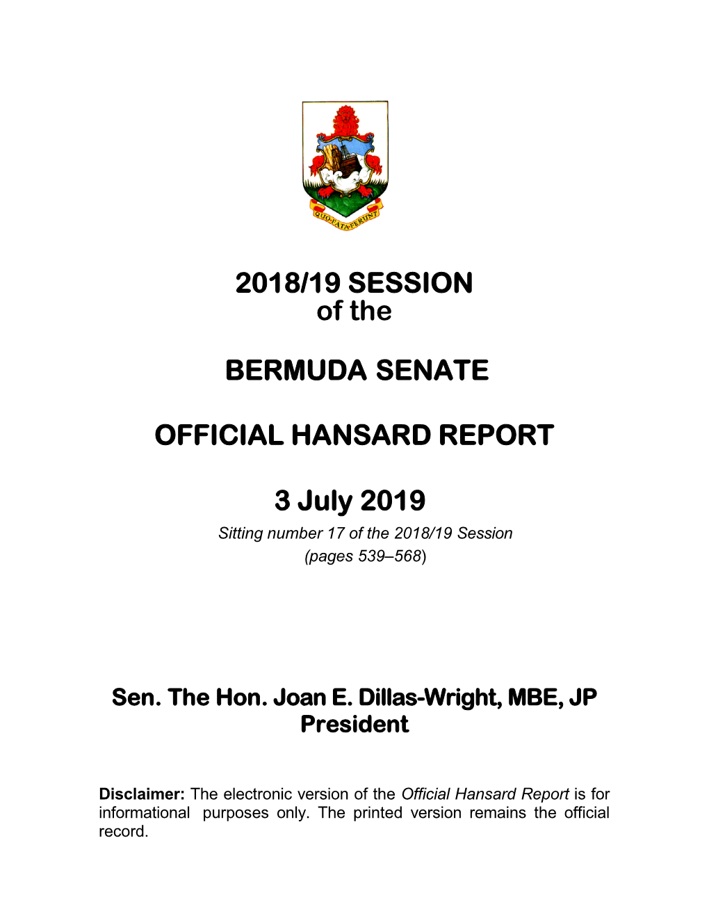 Official Hansard Report