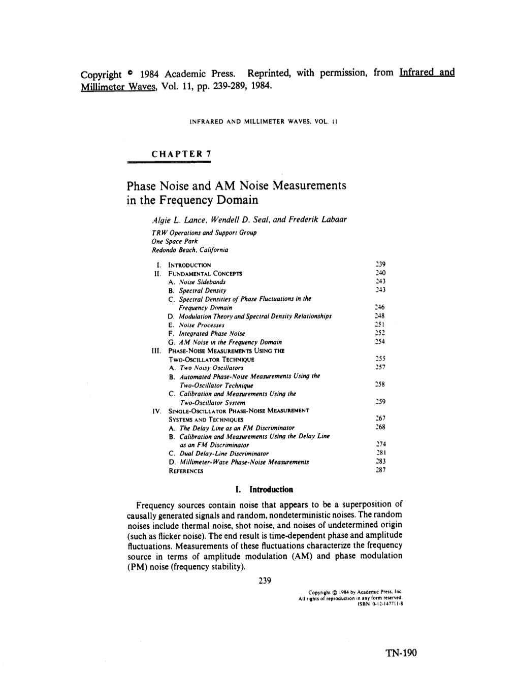 Phase Noise and AM Noise Measurements in the Frequency Domain