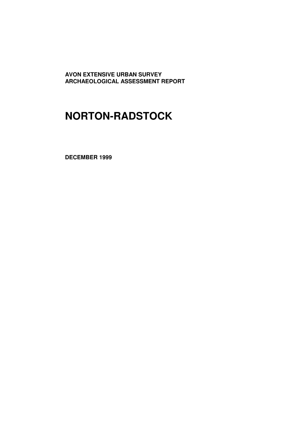 Norton-Radstock Report