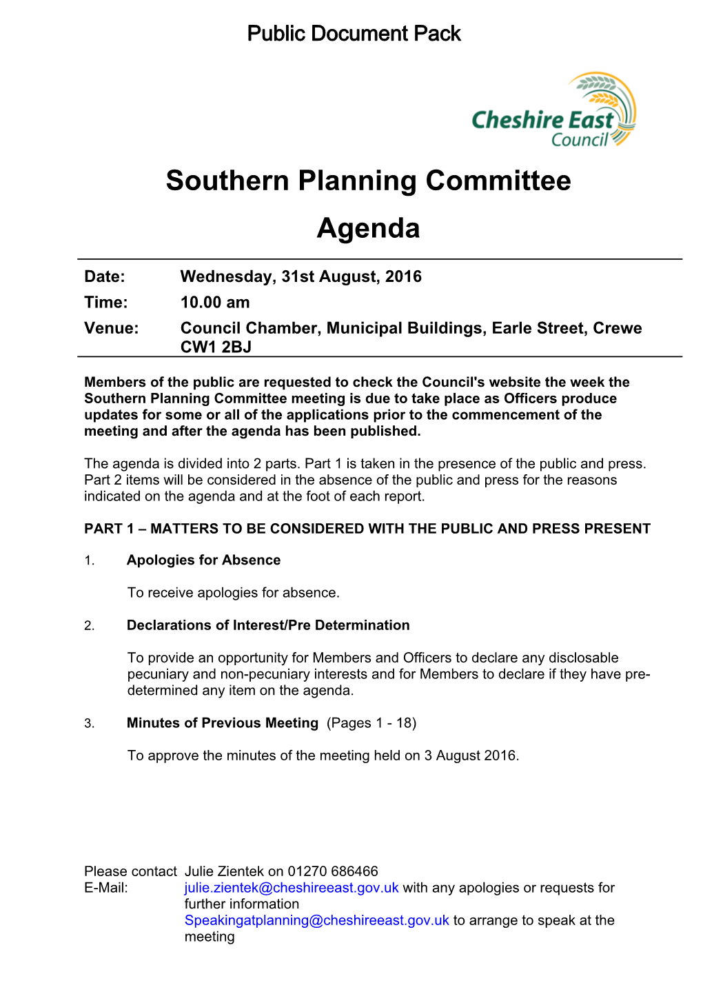 (Public Pack)Agenda Document for Southern Planning Committee, 31