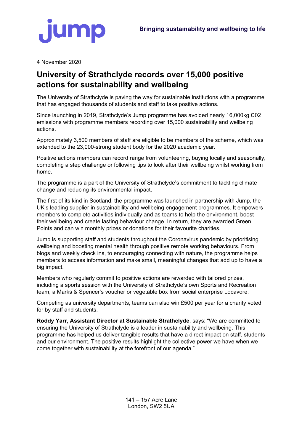 University of Strathclyde Records Over 15,000 Positive Actions for Sustainability and Wellbeing