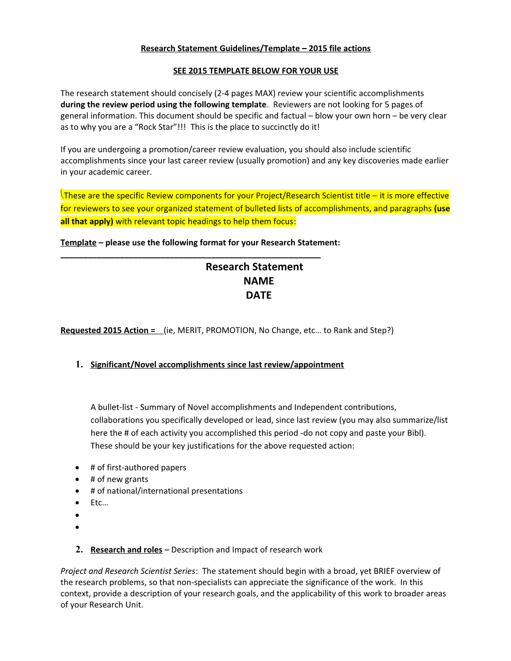 Research Statement Guidelines/Template 2015 File Actions