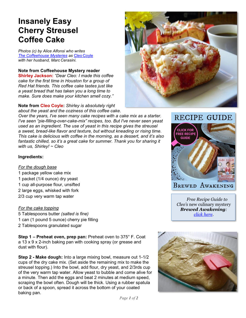 Insanely Easy Cherry Streusel Coffee Cake