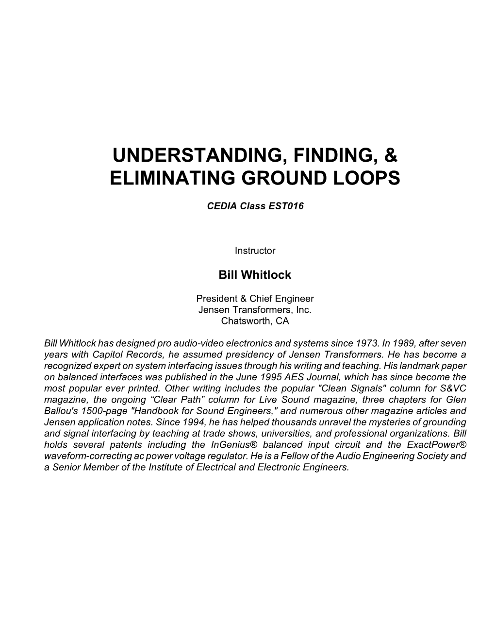 Understanding, Finding, & Eliminating Ground Loops