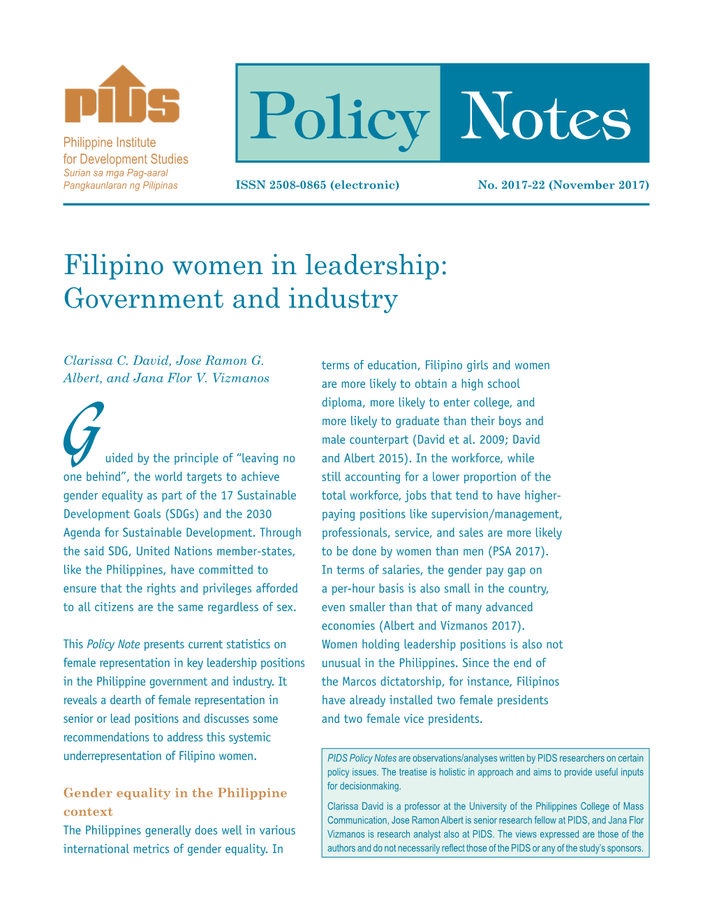 Filipino Women in Leadership: Government and Industry