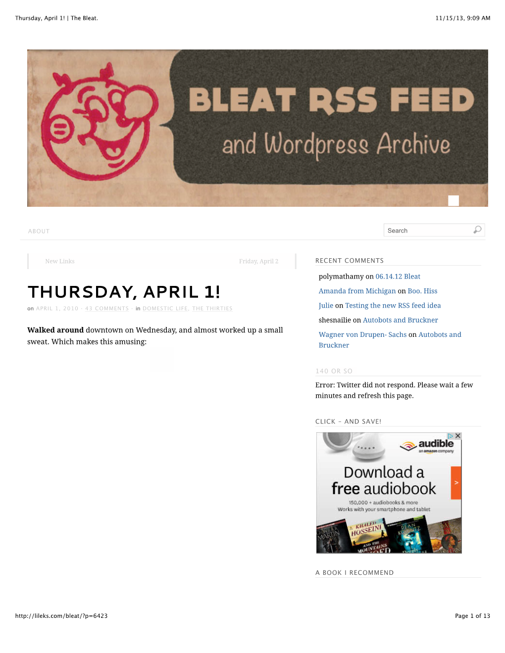 Thursday, April 1! | the Bleat