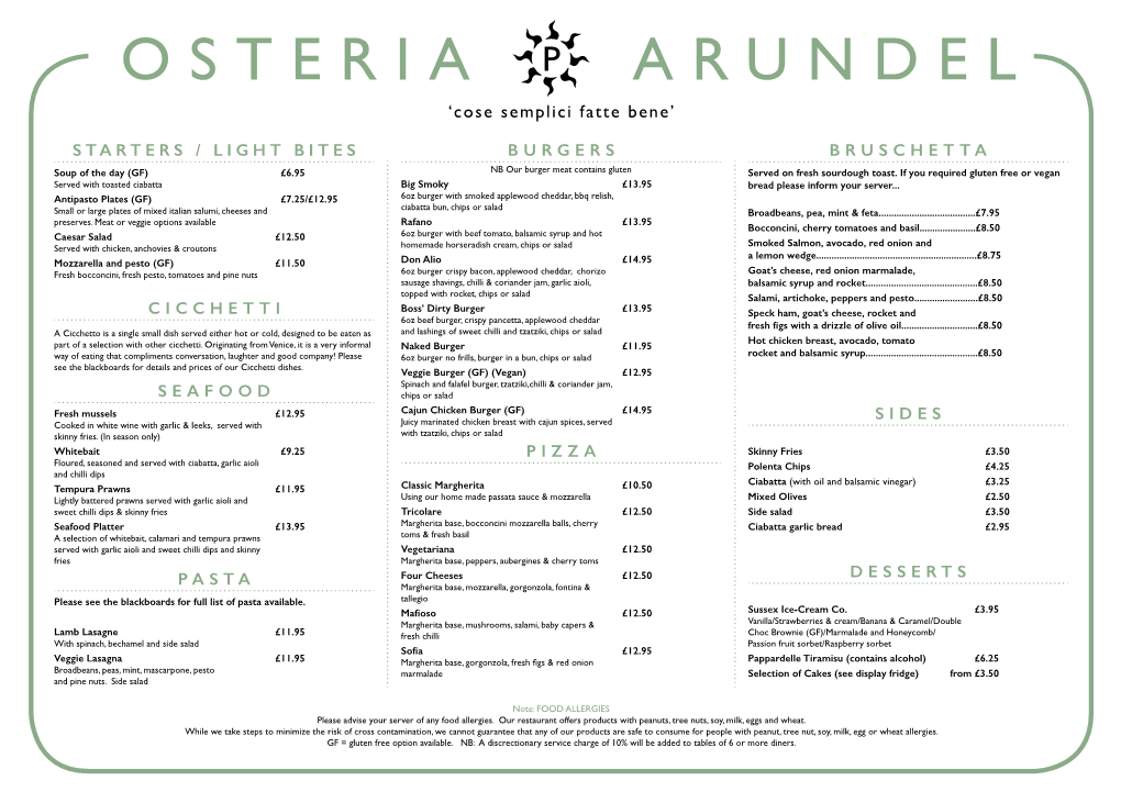 OSTERIA ARUNDEL ‘Cose Semplici Fatte Bene’