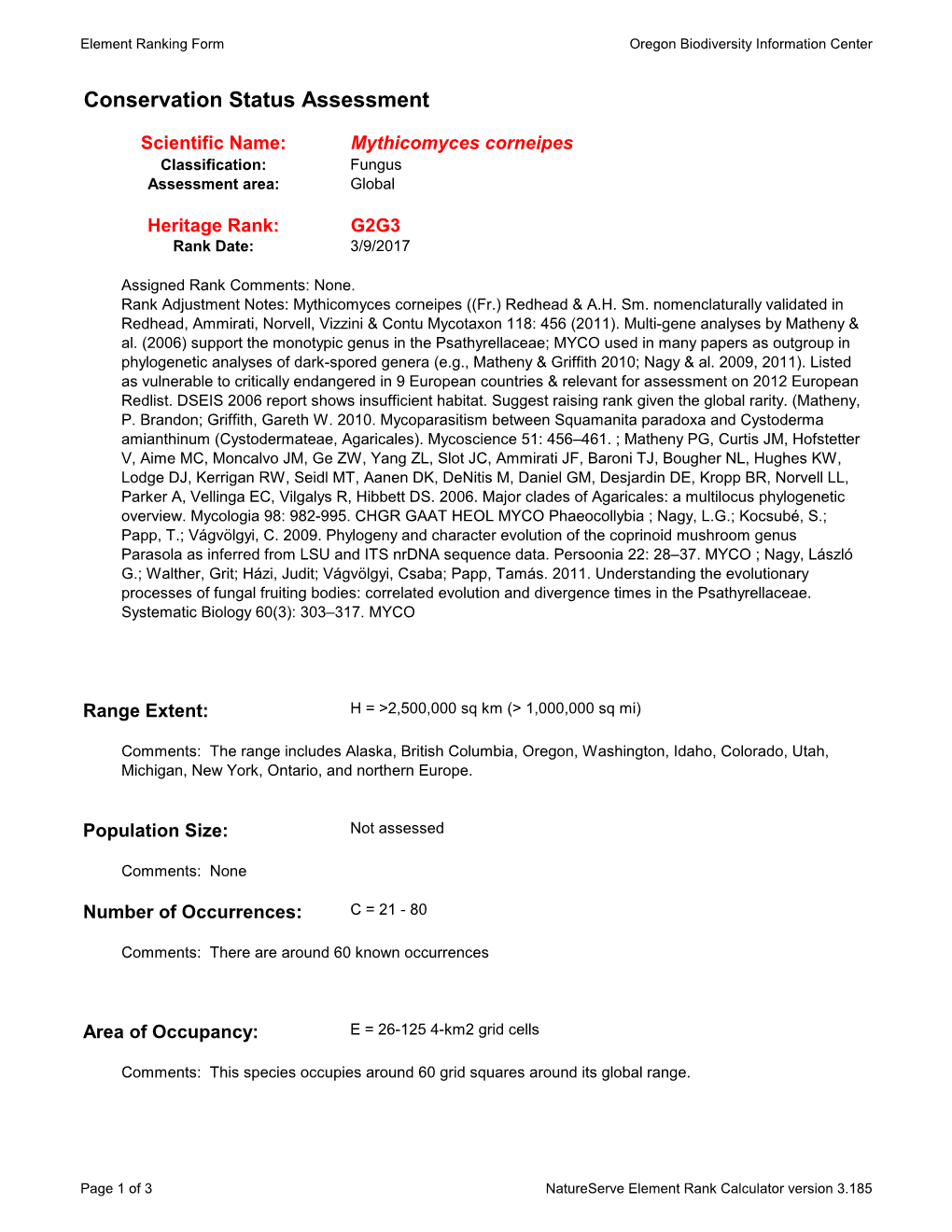 Conservation Status Assessment