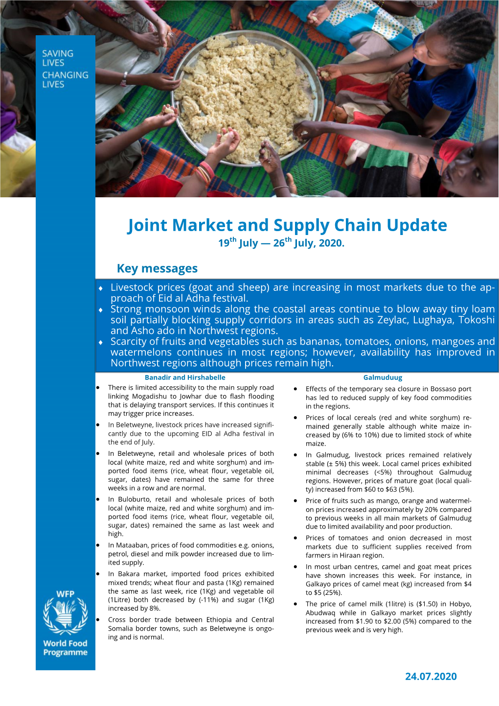 Joint Market and Supply Chain Update 19Th July — 26Th July, 2020