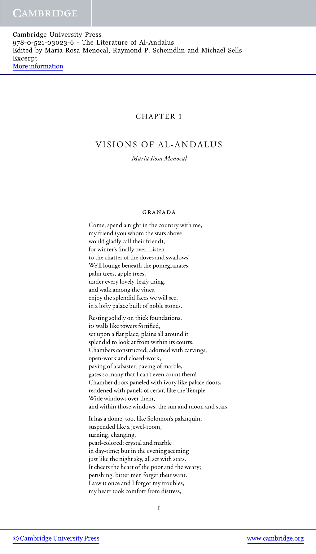 VISIONS of AL-ANDALUS María Rosa Menocal