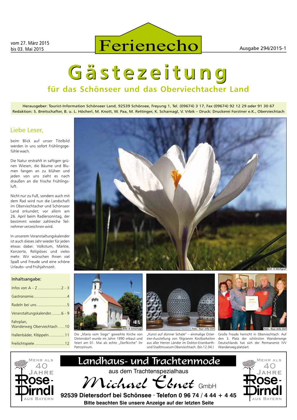 Gästezeitungästezeitung Für Das Schönseer Und Das Oberviechtacher Land