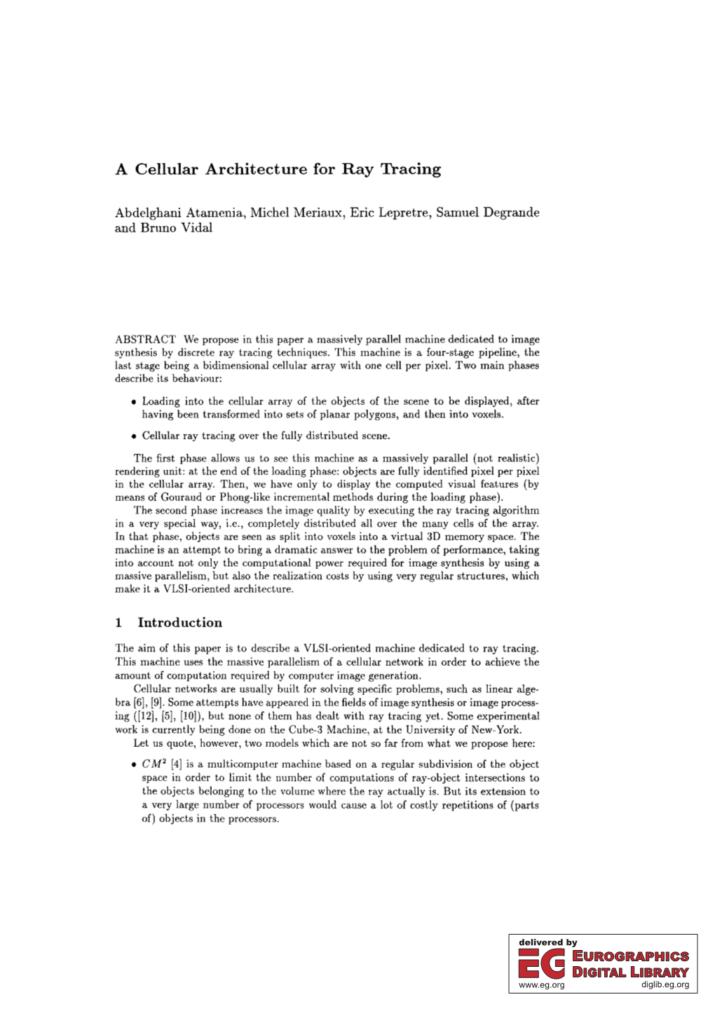 A Cellular Architecture for Ray Tracing