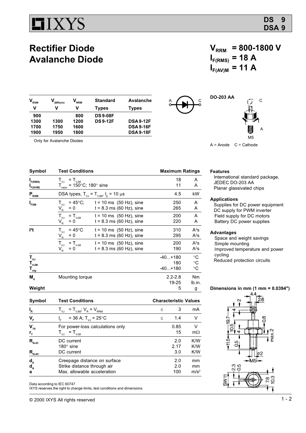 Rectifier Diode Avalanche Diode